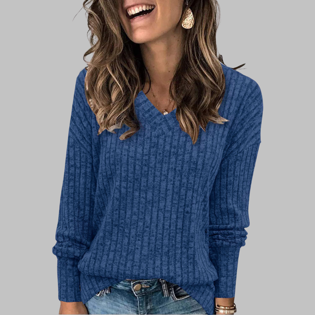 KASHA™ - Casual V-Hals Langærmet Sweater