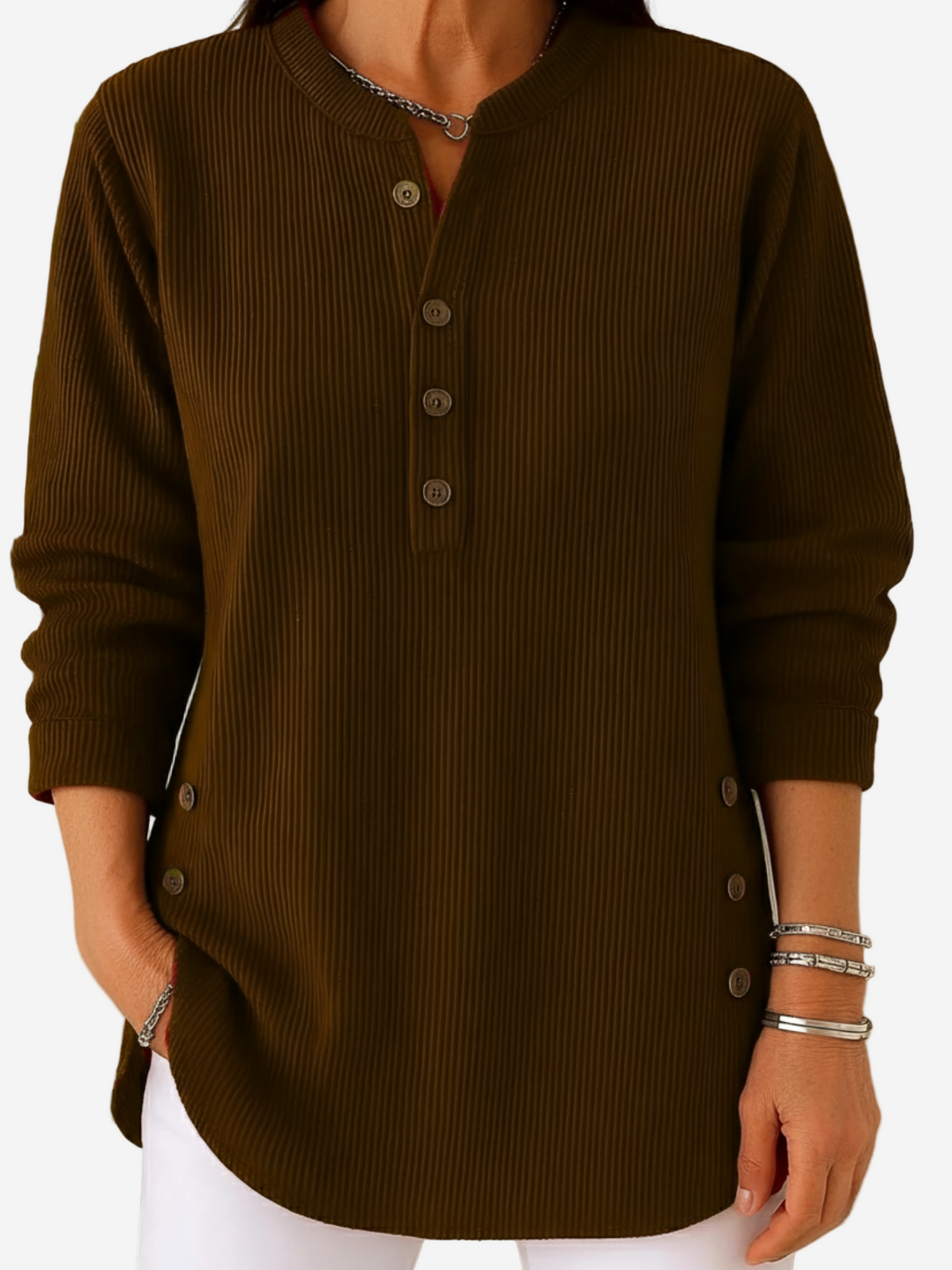 HARPERLY™ – Langærmet ensfarvet striktrøje