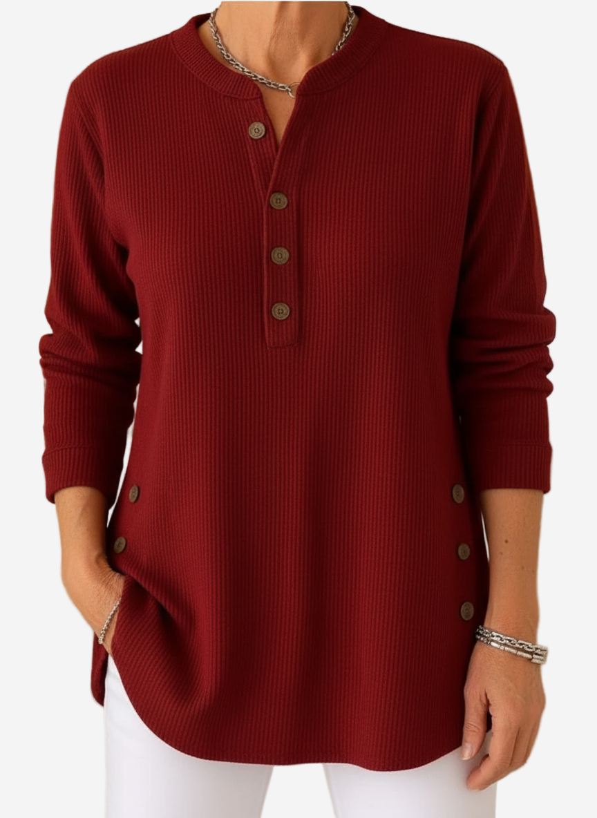 HARPERLY™ – Langærmet ensfarvet striktrøje