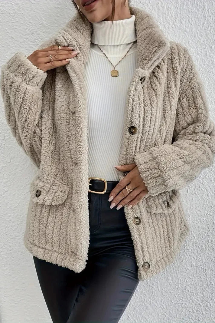 NOVA™ | Dobbelt-Sidet Velour Knap Cardigan