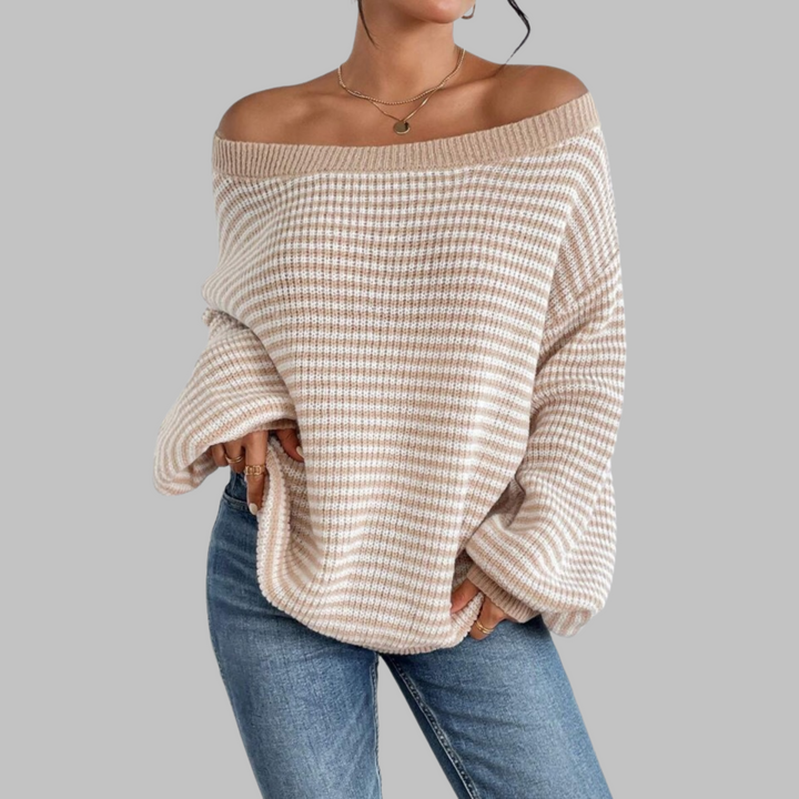 QUILLA™ - Casual Stribet Drop Shoulder Langærmet Sweater