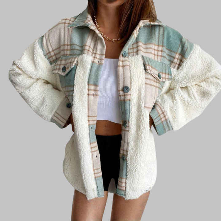 SUNNIE™ - Cozy Langærmet Knap-Ned Ternet Jakke