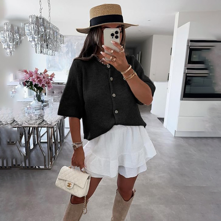 VISAIA™ – Letvægts Kortærmet Knappet Cardigan