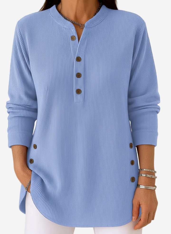 HARPERLY™ – Langærmet ensfarvet striktrøje