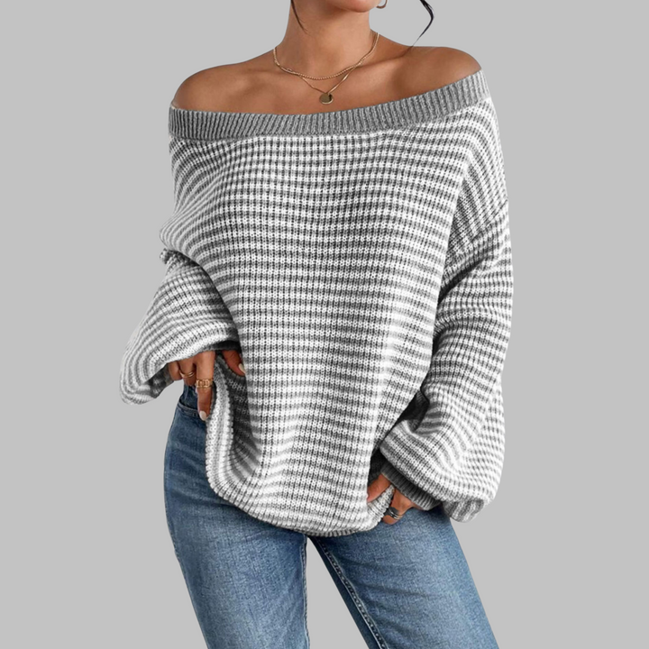 QUILLA™ - Casual Stribet Drop Shoulder Langærmet Sweater