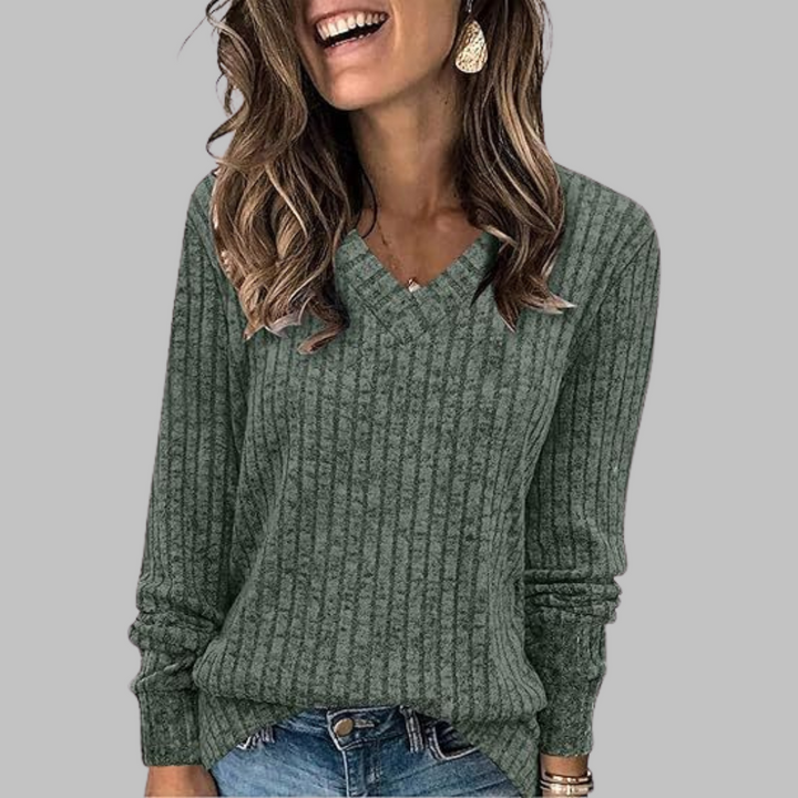 KASHA™ - Casual V-Hals Langærmet Sweater
