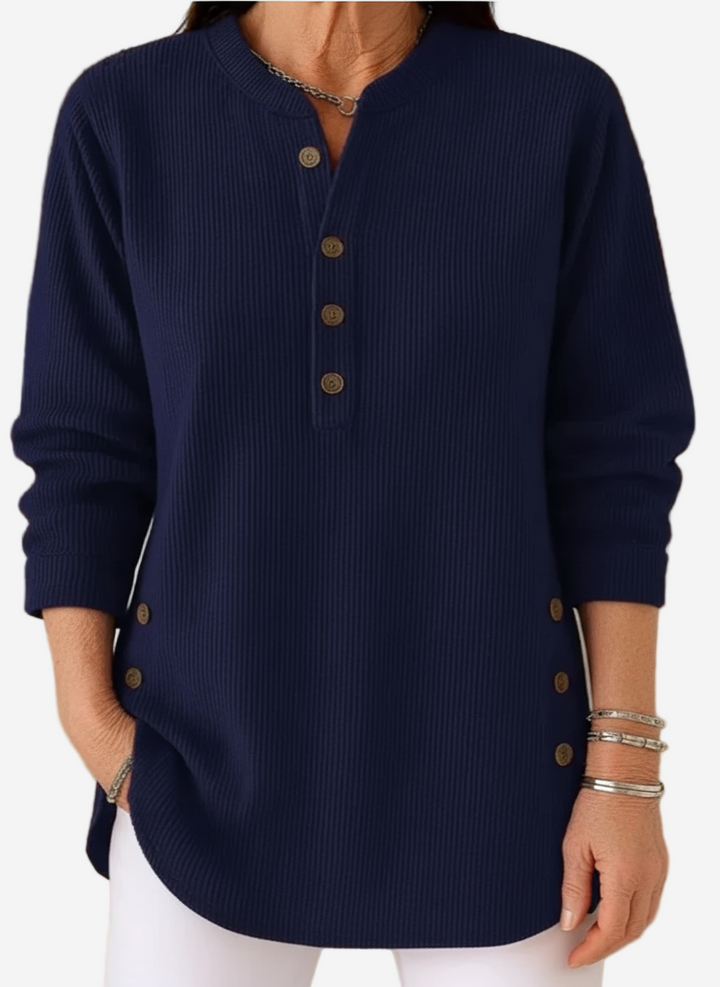 HARPERLY™ – Langærmet ensfarvet striktrøje