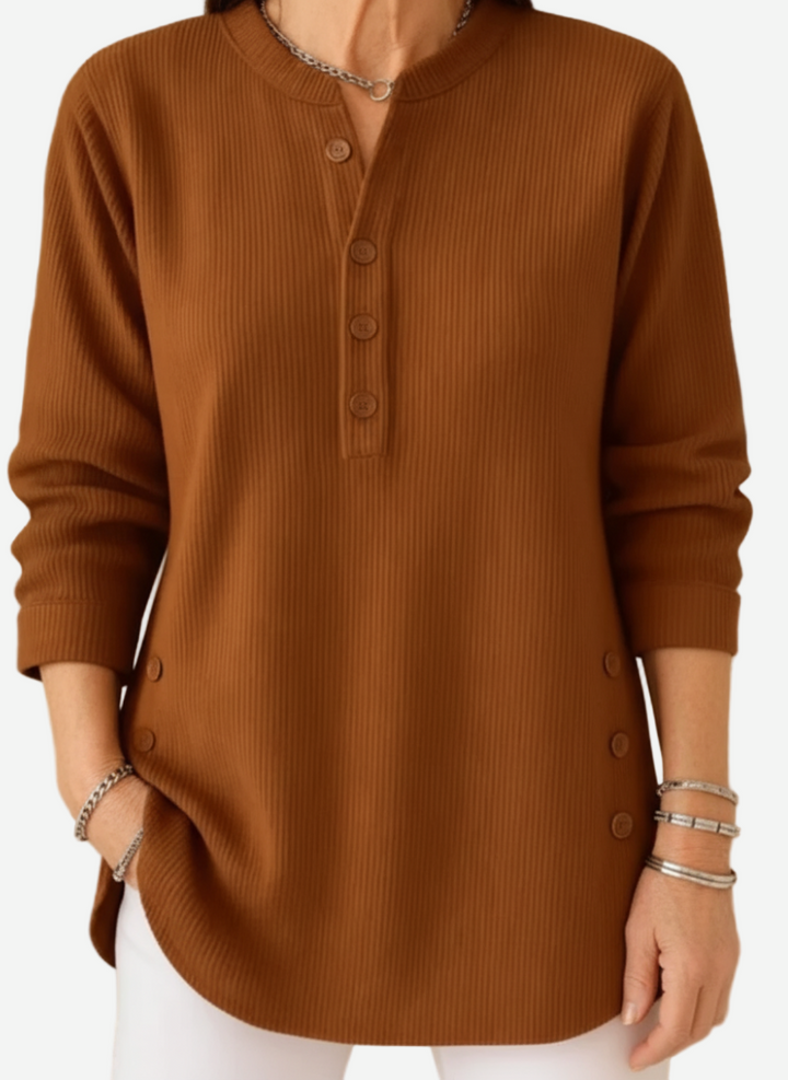 HARPERLY™ – Langærmet ensfarvet striktrøje