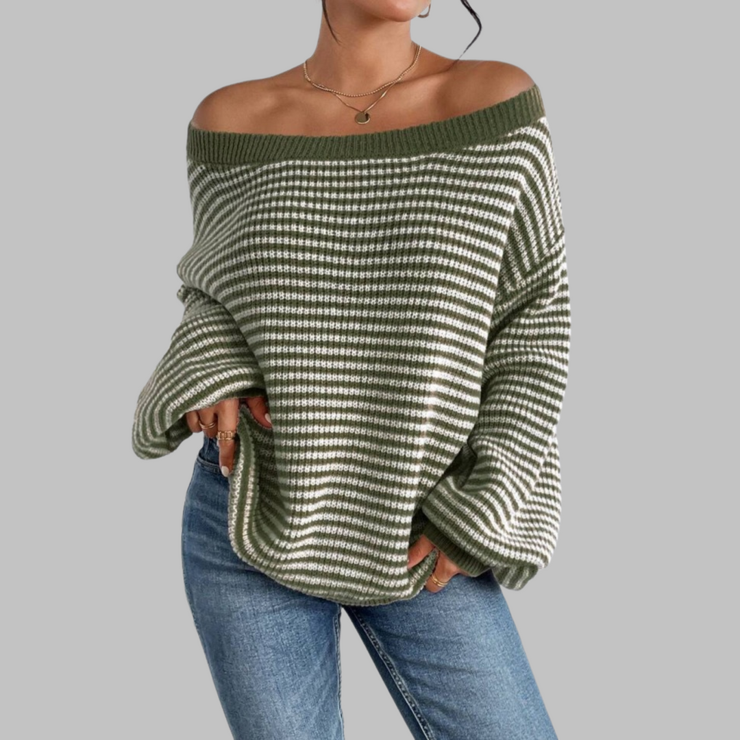 QUILLA™ - Casual Stribet Drop Shoulder Langærmet Sweater