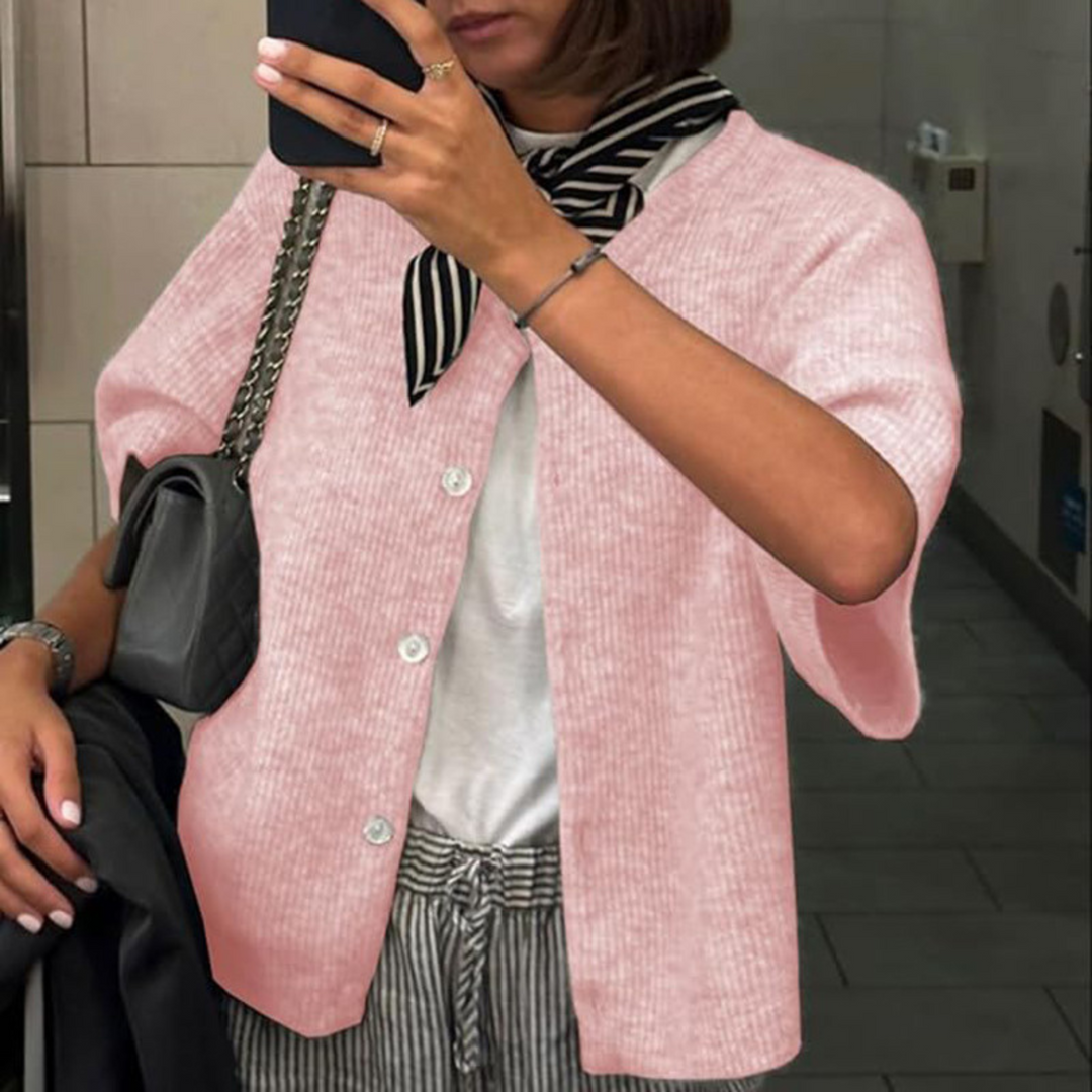 VISAIA™ – Letvægts Kortærmet Knappet Cardigan