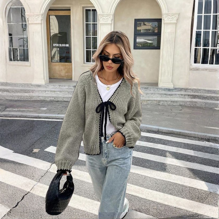 MORIAH™ - Komfortabel Langærmet Cardigan med Frontsløjfe