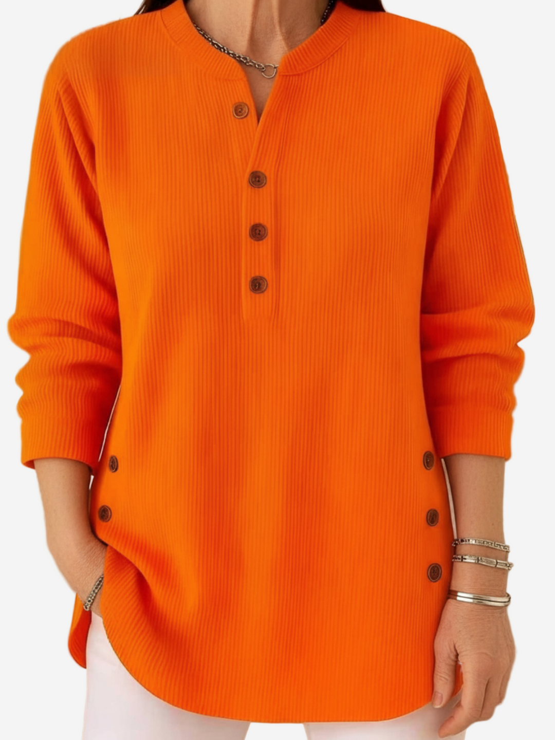 HARPERLY™ – Langærmet ensfarvet striktrøje