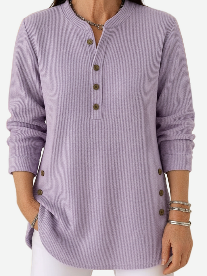 HARPERLY™ – Langærmet ensfarvet striktrøje