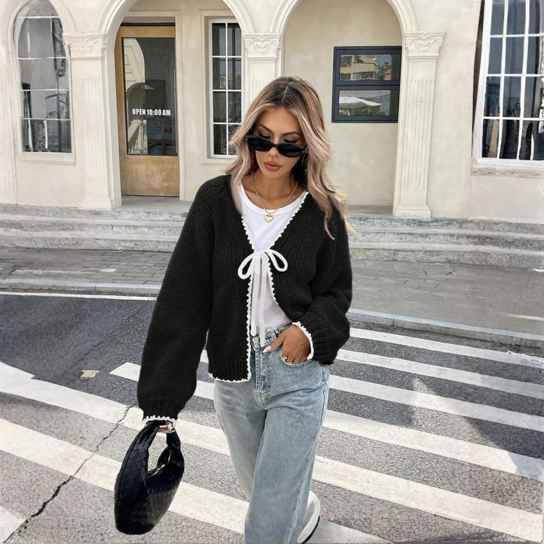 MORIAH™ - Komfortabel Langærmet Cardigan med Frontsløjfe