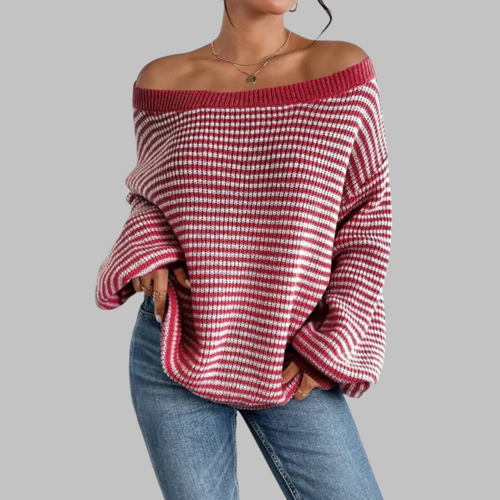 QUILLA™ - Casual Stribet Drop Shoulder Langærmet Sweater