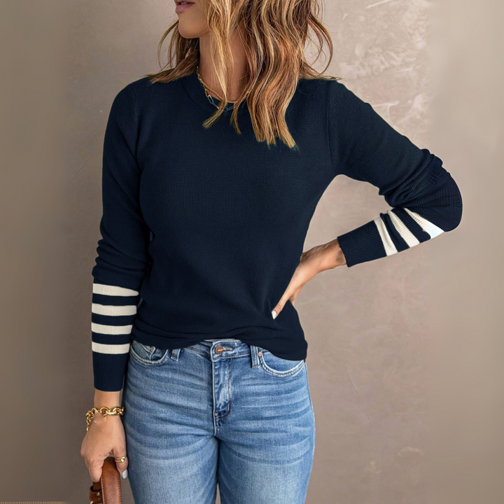 TRANI™ - Casual Stribet Langærmet Rundhals Sweater