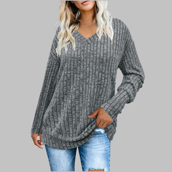 KASHA™ - Casual V-Hals Langærmet Sweater