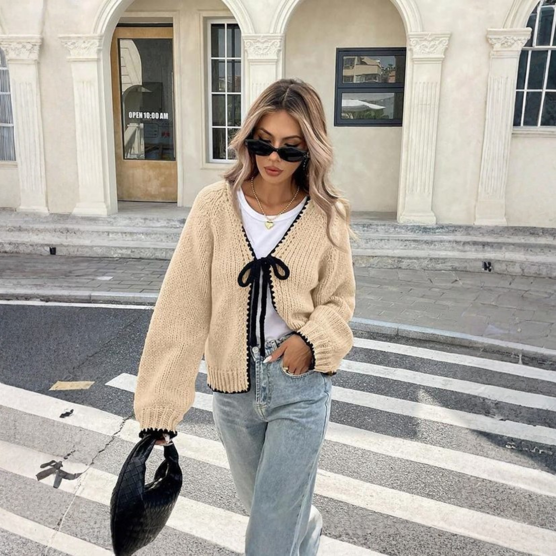 MORIAH™ - Komfortabel Langærmet Cardigan med Frontsløjfe