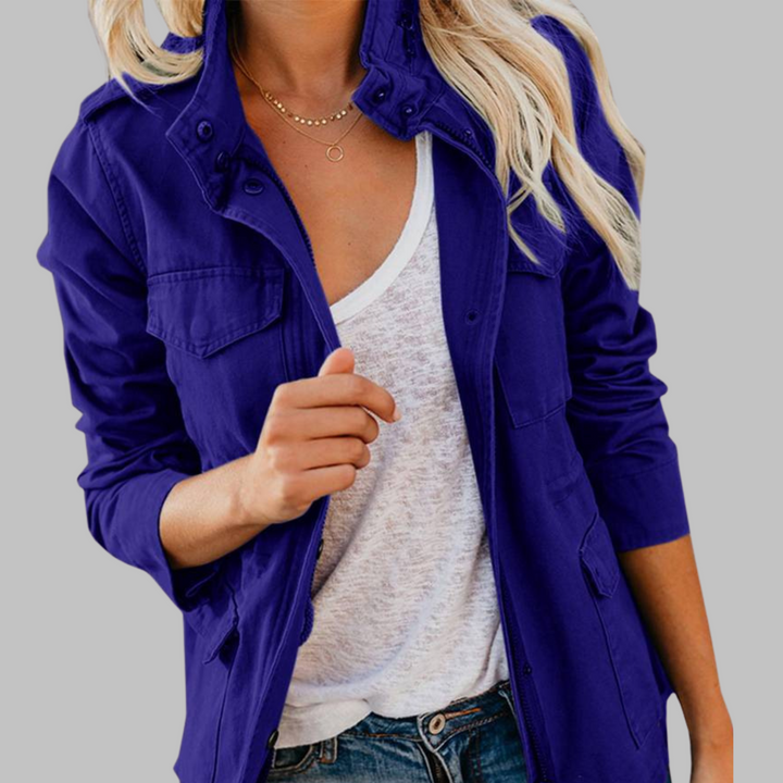 OLGA™ - Vintage Lynlås Knappet Militærjakke