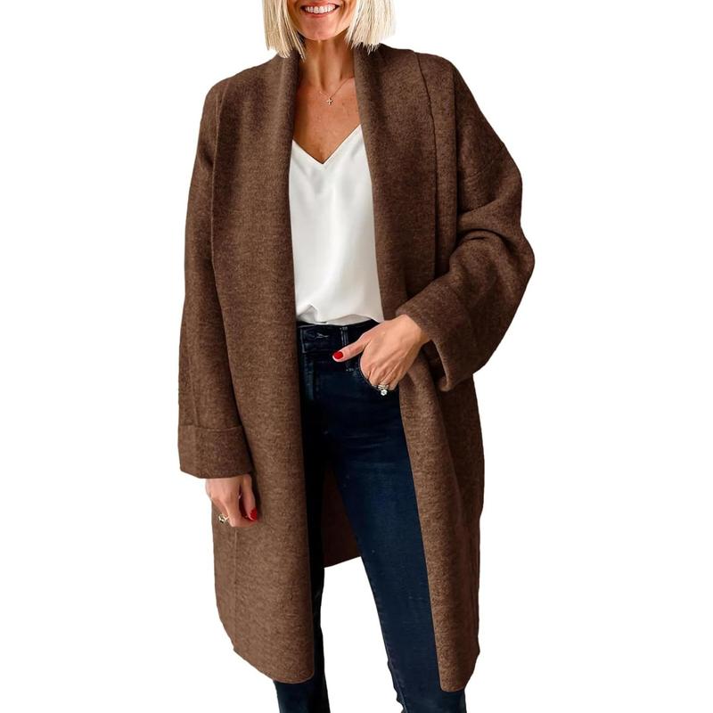 OLIVIENE™ - Komfortabel Chunky Åben Front Oversized Lang Cardigan