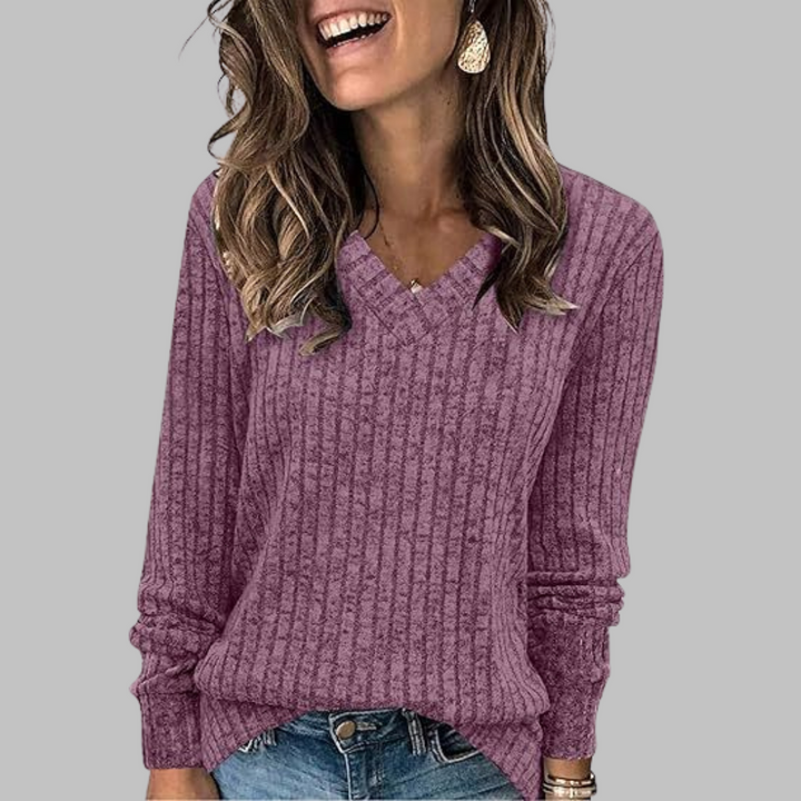 KASHA™ - Casual V-Hals Langærmet Sweater