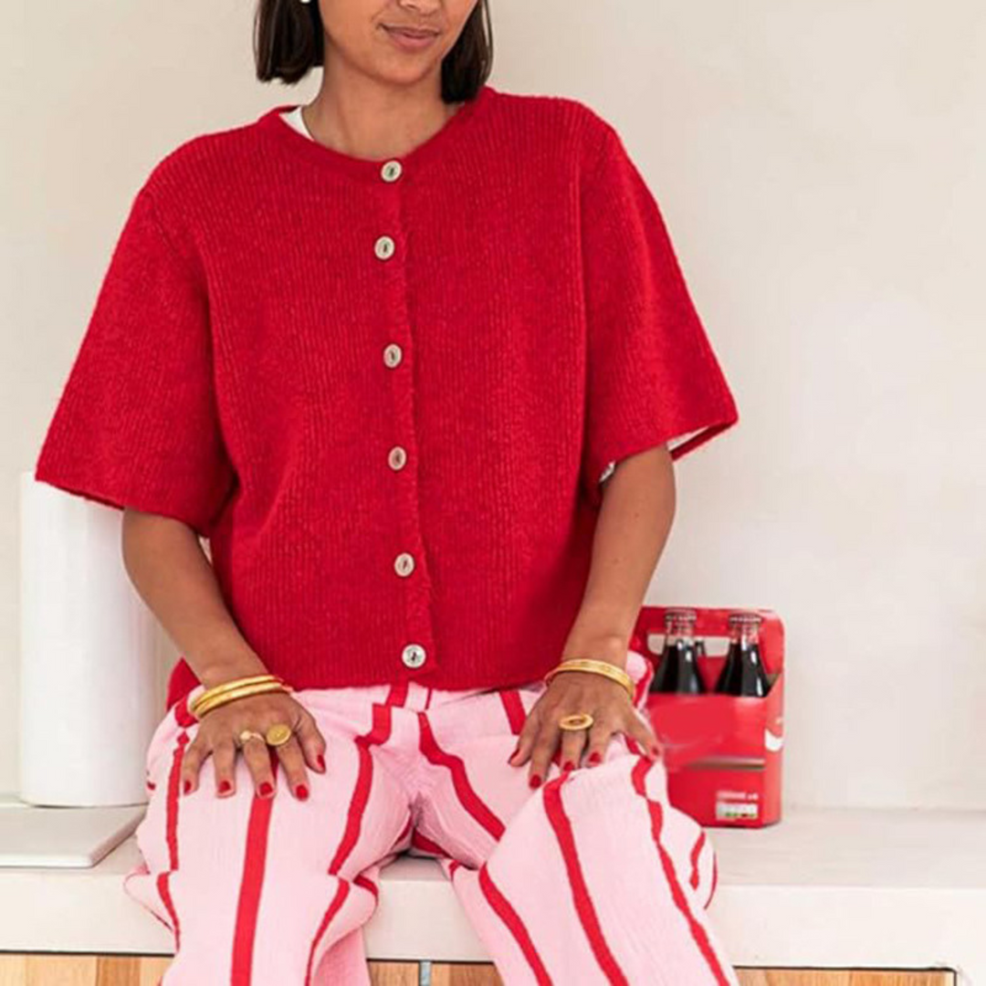 VISAIA™ – Letvægts Kortærmet Knappet Cardigan