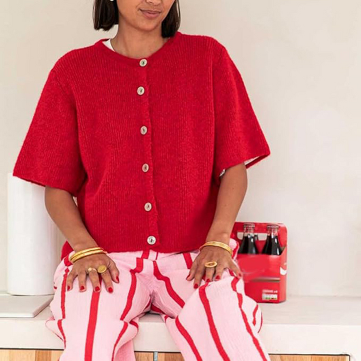 VISAIA™ – Letvægts Kortærmet Knappet Cardigan