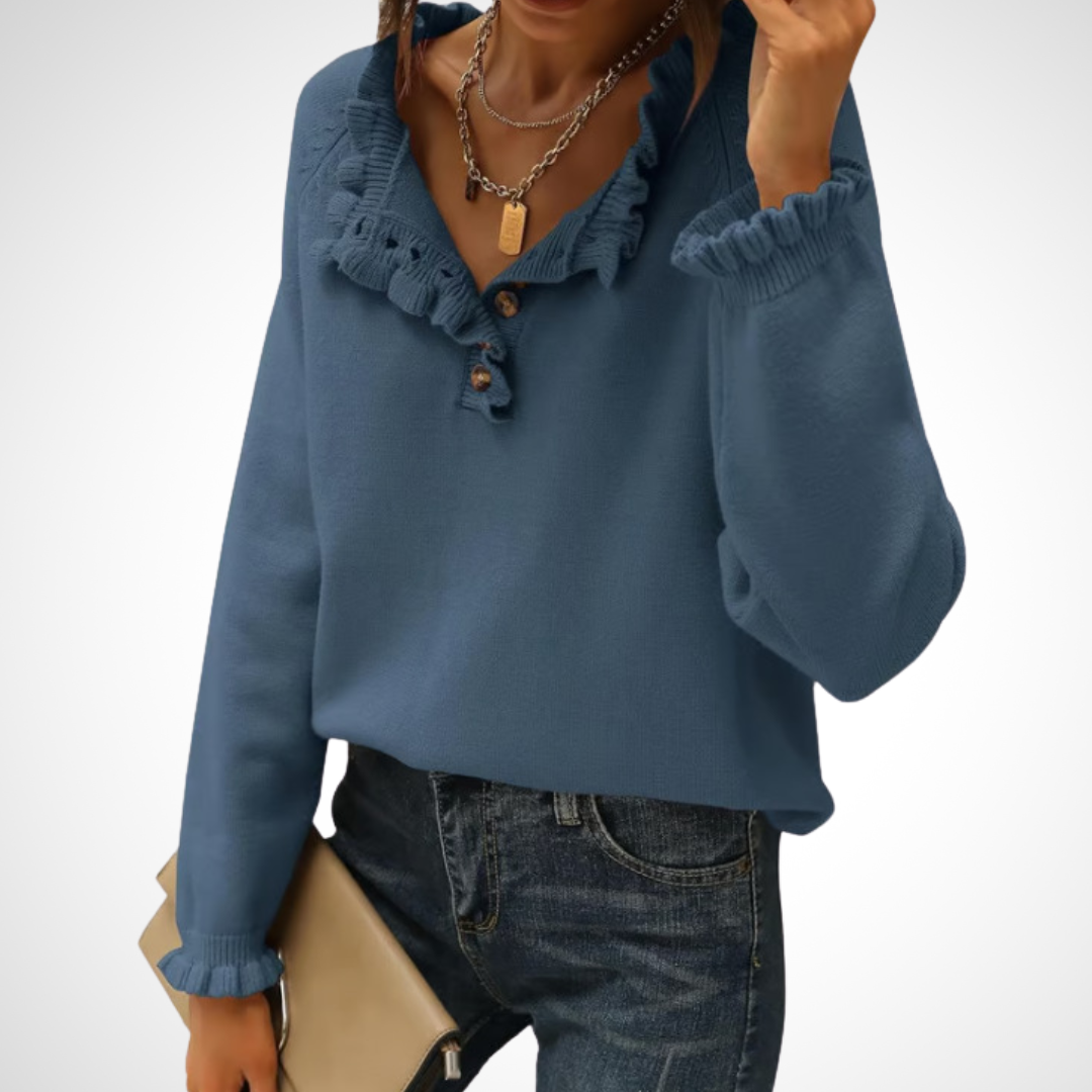 WYNN™ - Chic Langærmet Pullover Halvknap Sweater