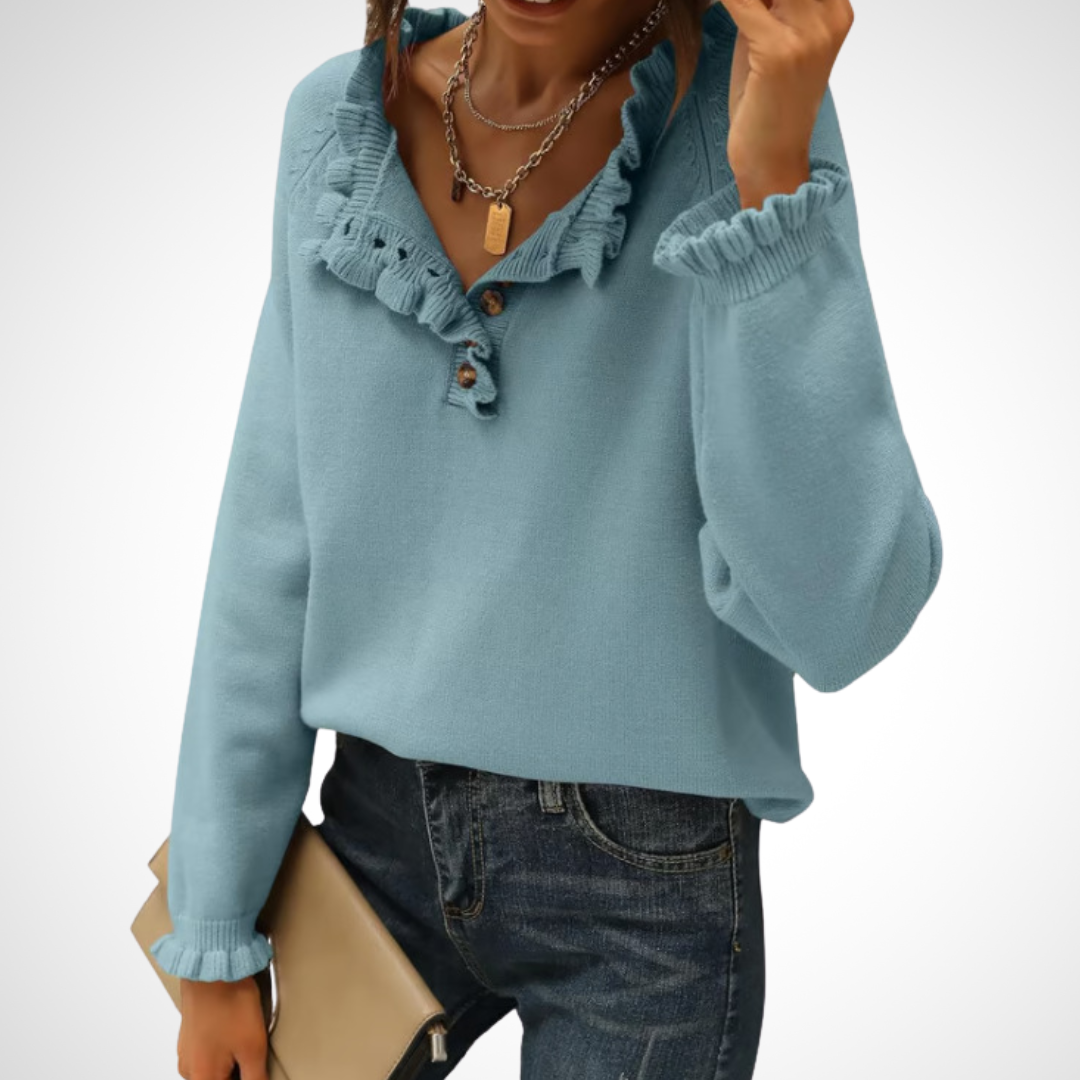 WYNN™ - Chic Langærmet Pullover Halvknap Sweater