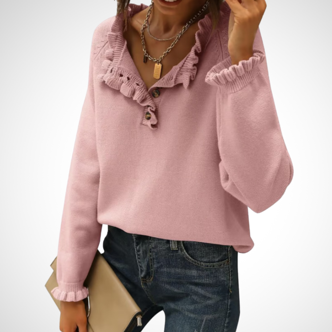 WYNN™ - Chic Langærmet Pullover Halvknap Sweater