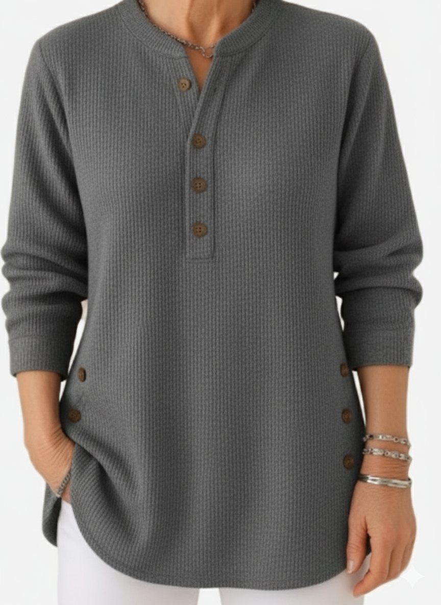 HARPERLY™ – Langærmet ensfarvet striktrøje