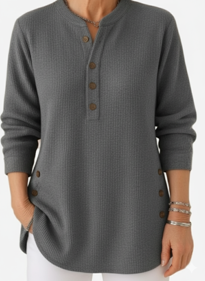 HARPERLY™ – Langærmet ensfarvet striktrøje