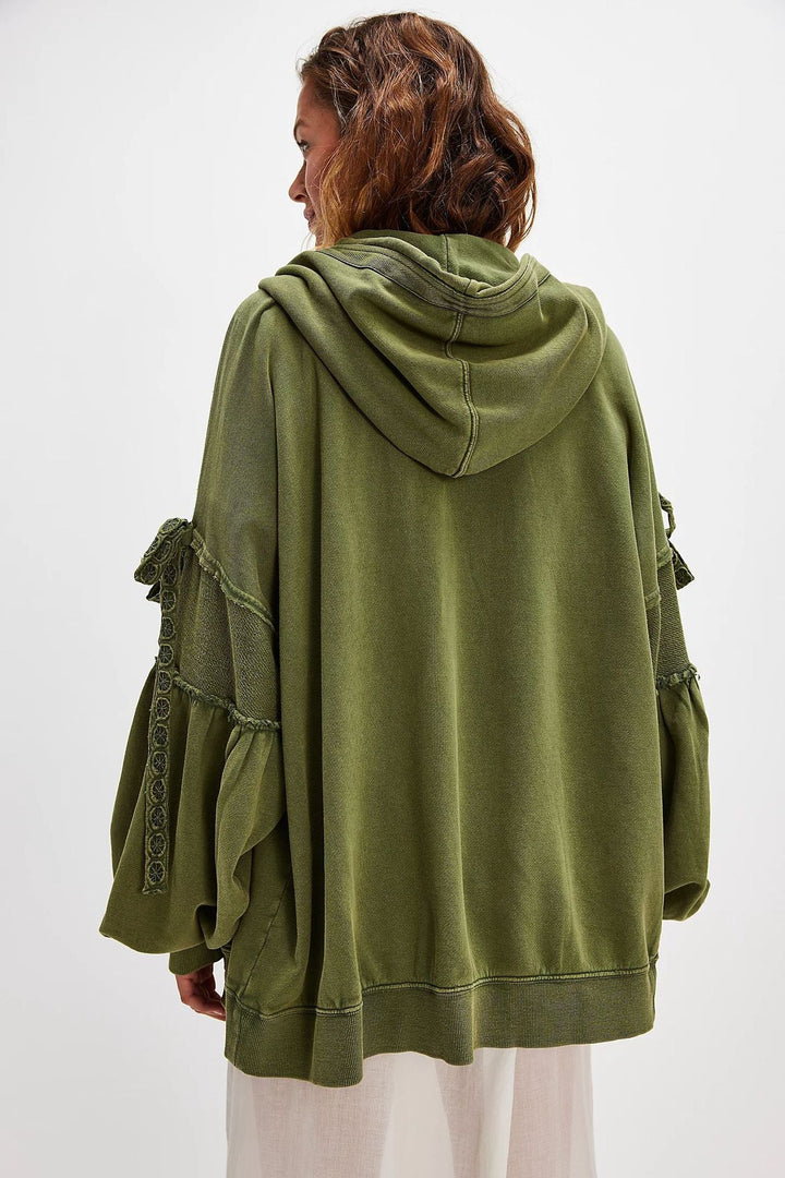 LELENA™ - Chic lynlås hættejakke med side sløjfe og lange ærmer