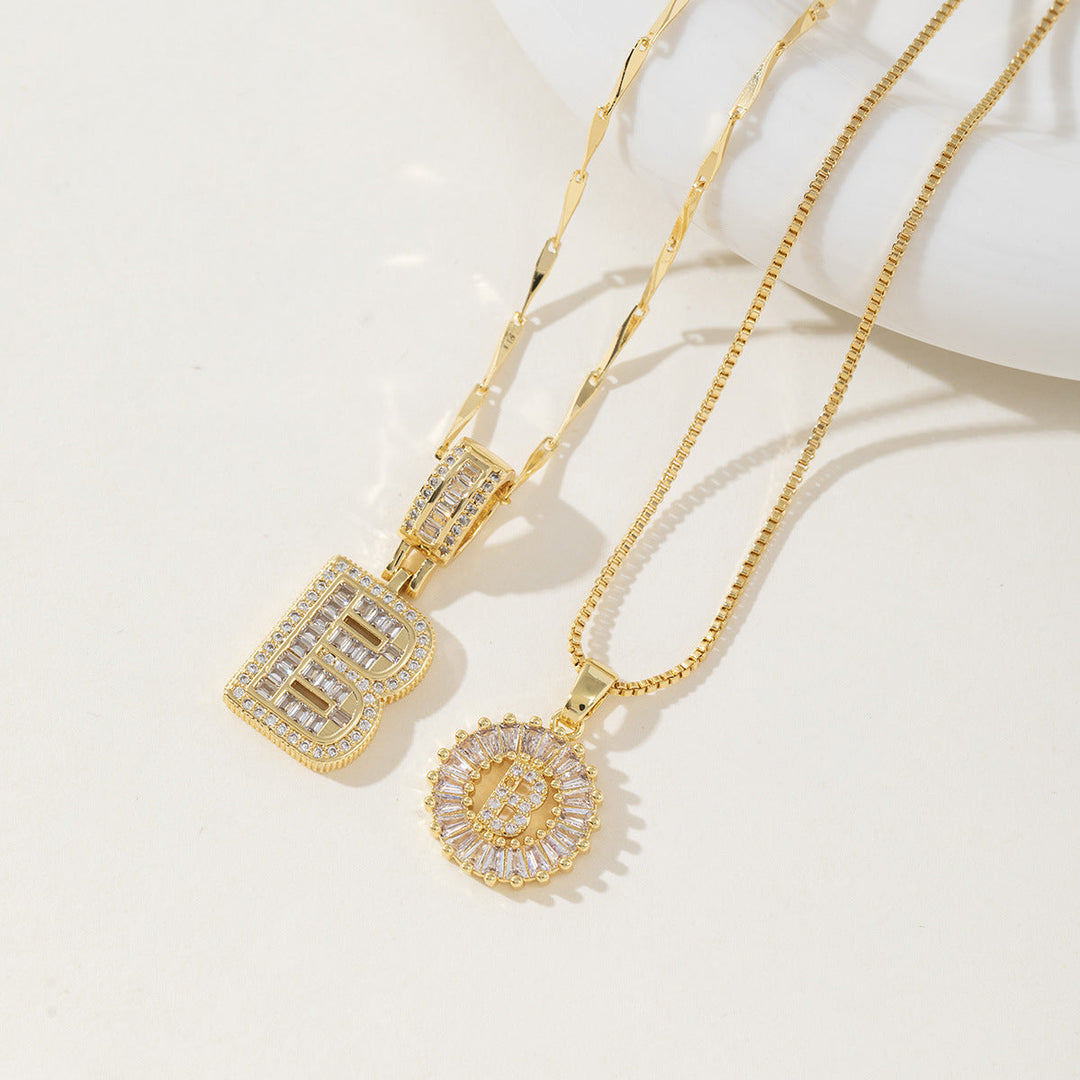 AISHA™ - Elegant 2-Pack Initialer Vedhæng Halskæder