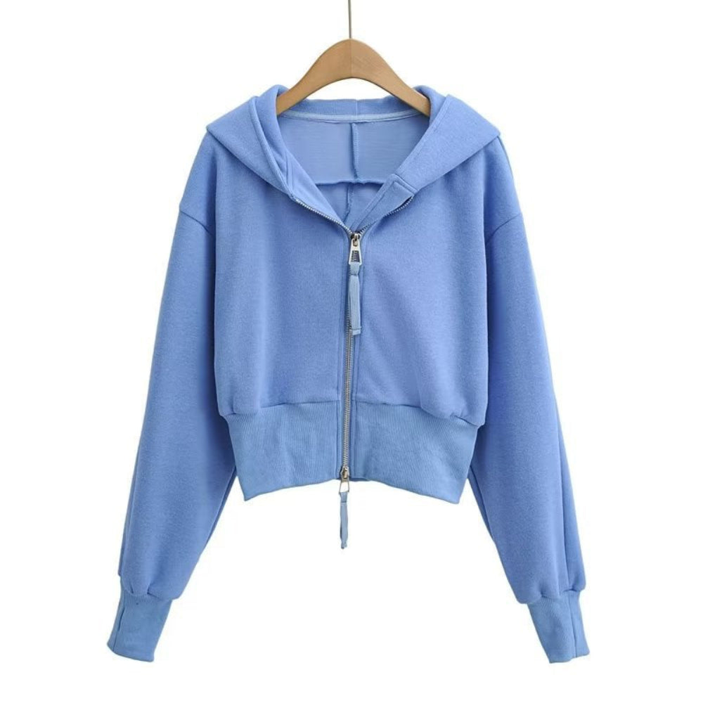 RESLEY™ - Chic Cropped Hooded Zipper Træningsjakke