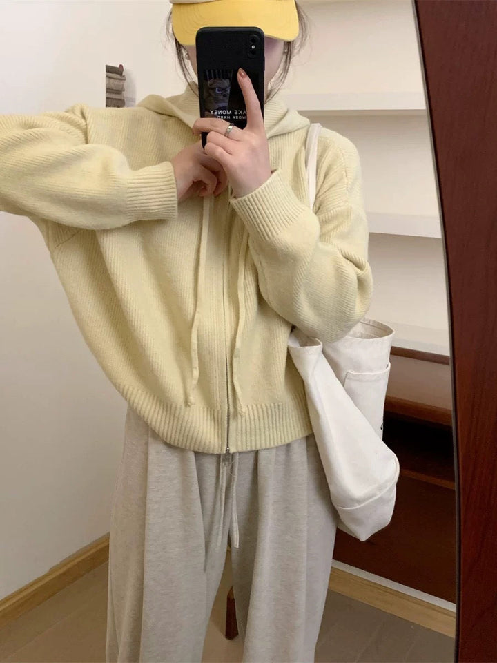 QUESTA™ - Casual Zip Up Langærmet Hættecardigan