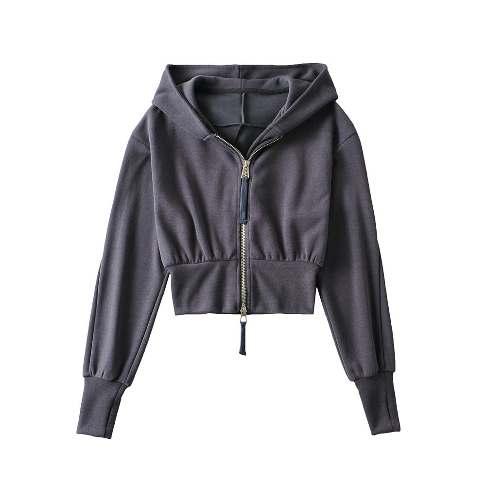 RESLEY™ - Chic Cropped Hooded Zipper Træningsjakke