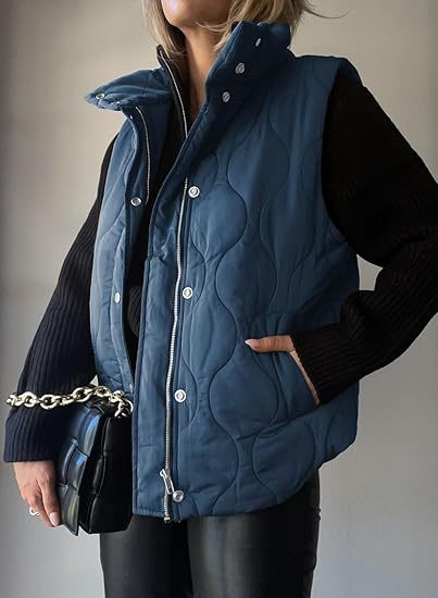 PAMMY™ - Klassisk Puffer Knap Zip Op Krave Vest