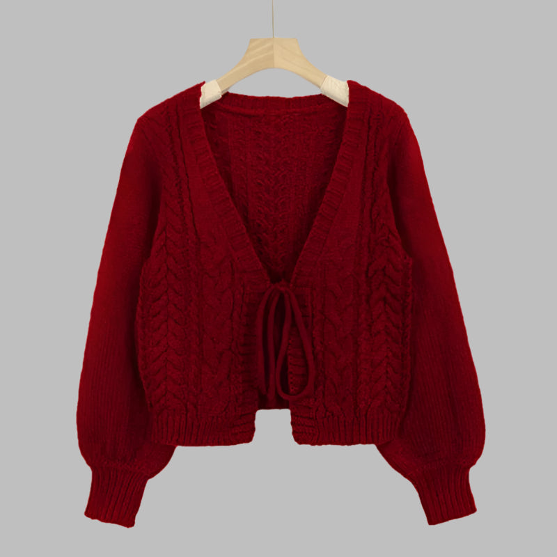 SHERICA™ – Hygge Vintage Chunky Knytte-Front Langærmet Cardigan