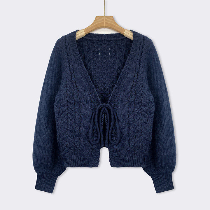 SHERICA™ – Hygge Vintage Chunky Knytte-Front Langærmet Cardigan