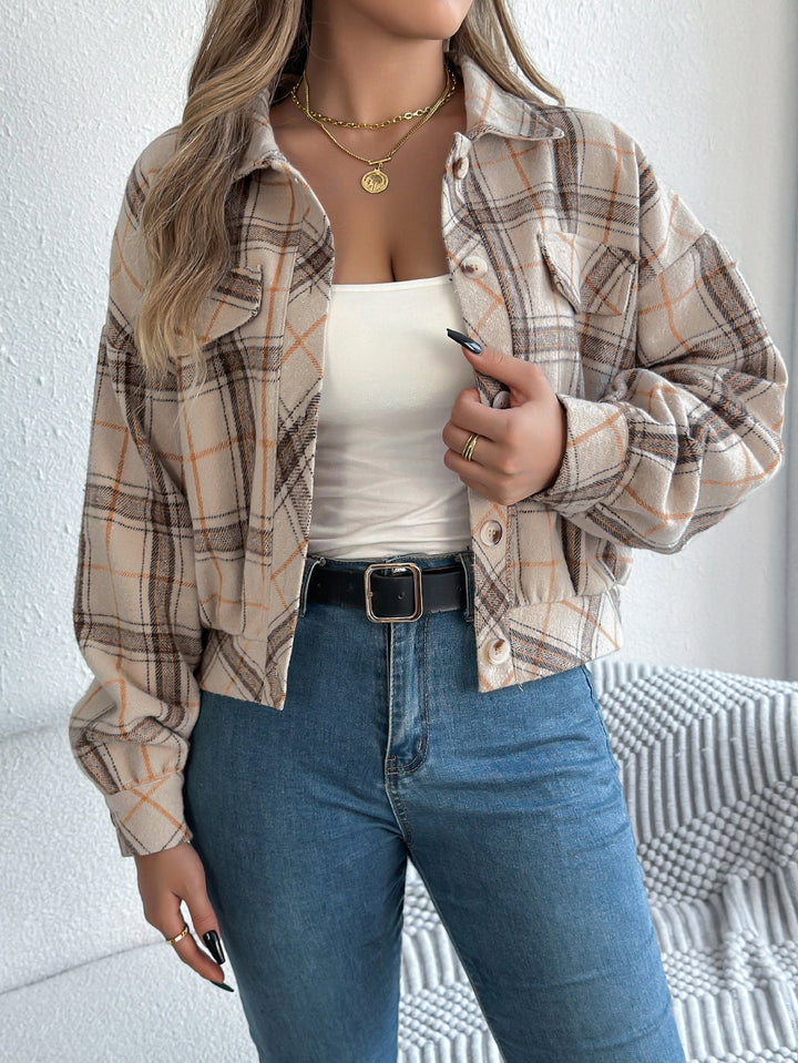 COVA™ - Casual Plaid Knap Front Langærmet Jakke