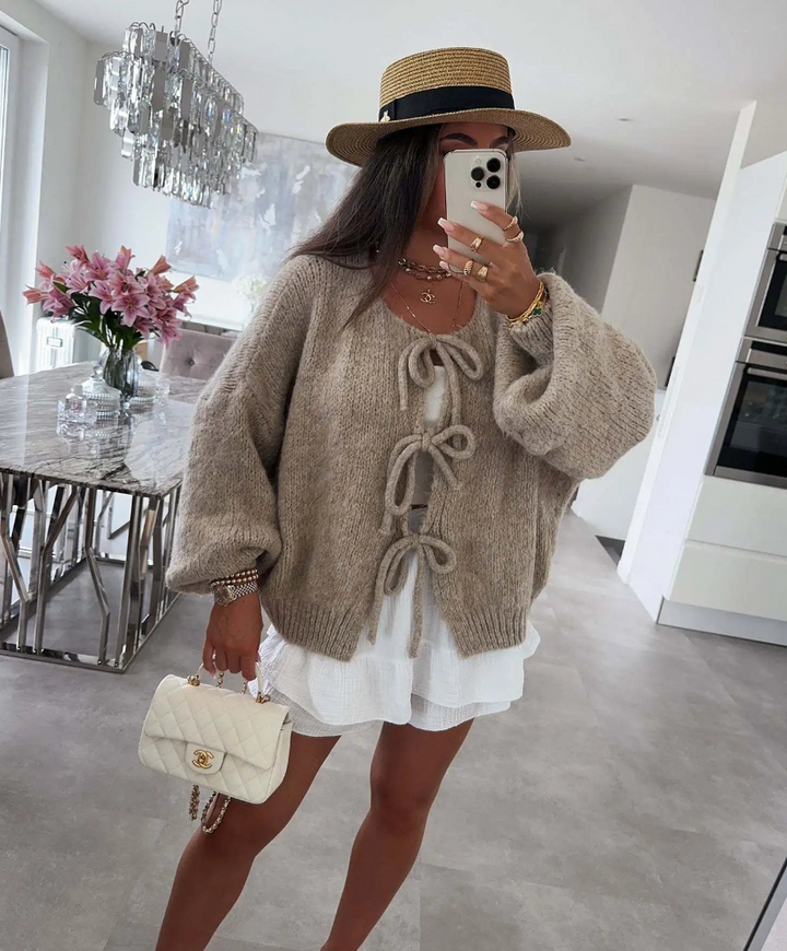 Eva | Strikket Sløjfe Cardigan