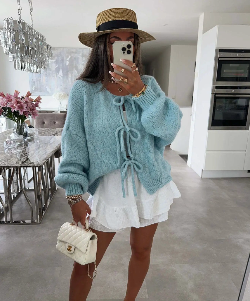 Eva | Strikket Sløjfe Cardigan