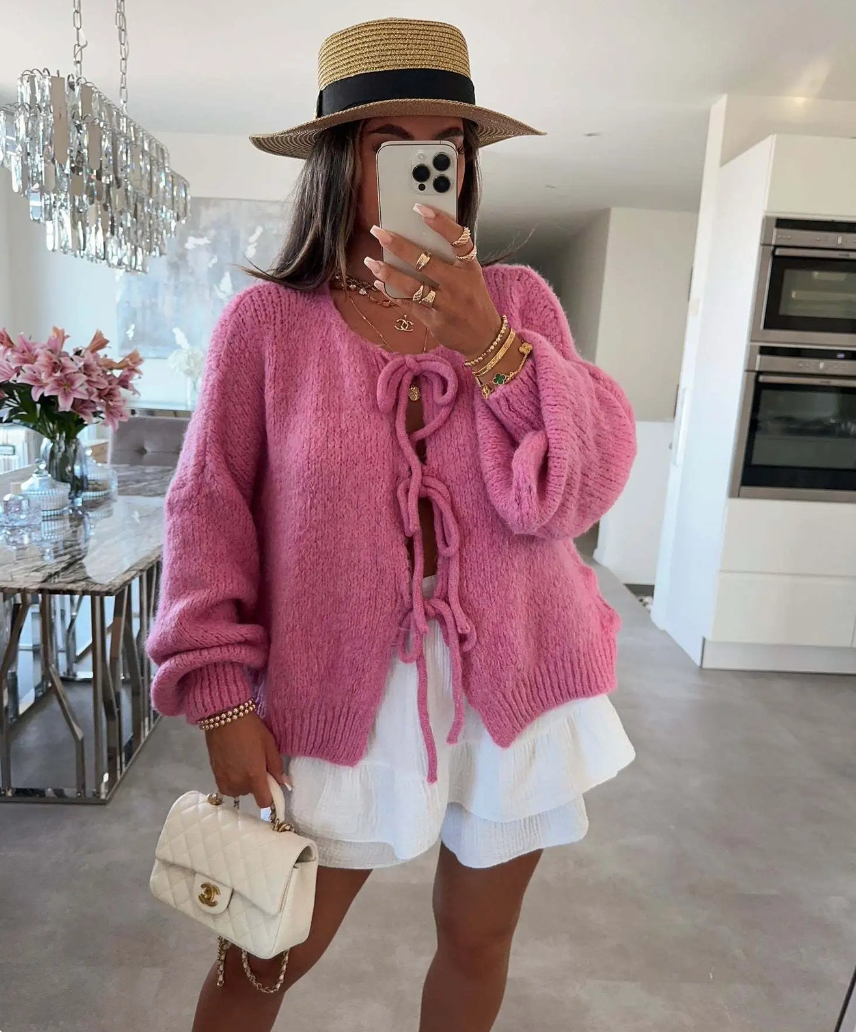 Eva | Strikket Sløjfe Cardigan