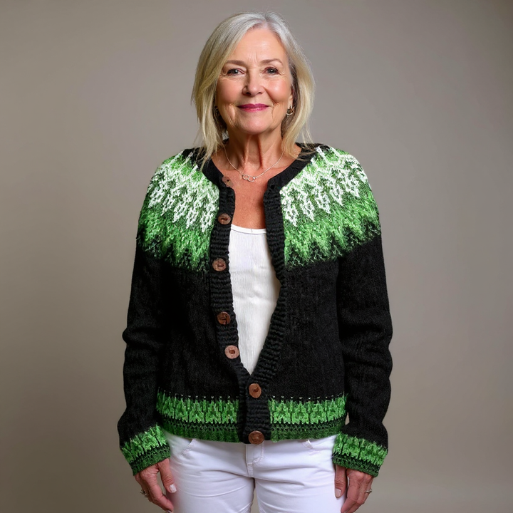 Raili™ - Retro Islandske Uld Cardigan