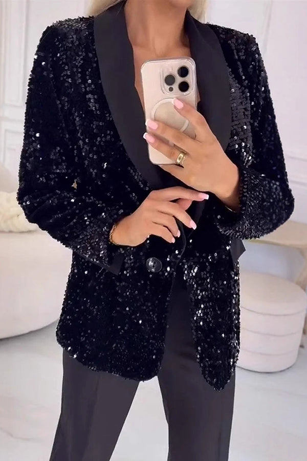 LUXARA™ - Shimmer Sequin Blazer