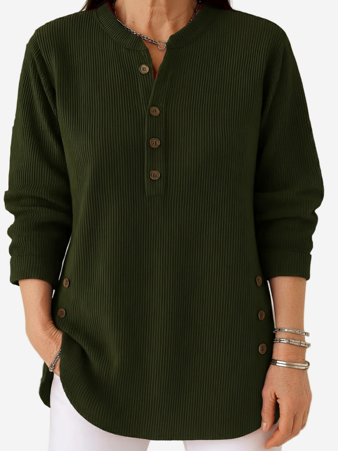 HARPERLY™ – Langærmet ensfarvet striktrøje